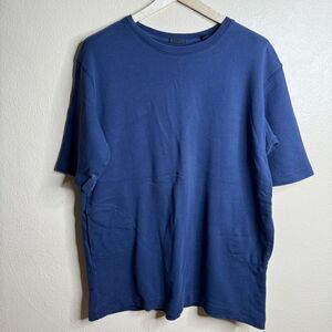 ATM Shirt Dress Women's Large Navy Blue Short Sleeve Crewneck Pockets